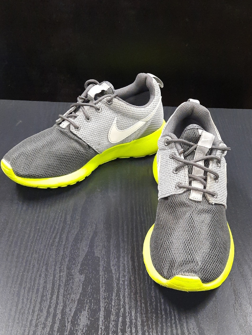 Nike Gray Mesh Sneakers with Neon Yellow Soles